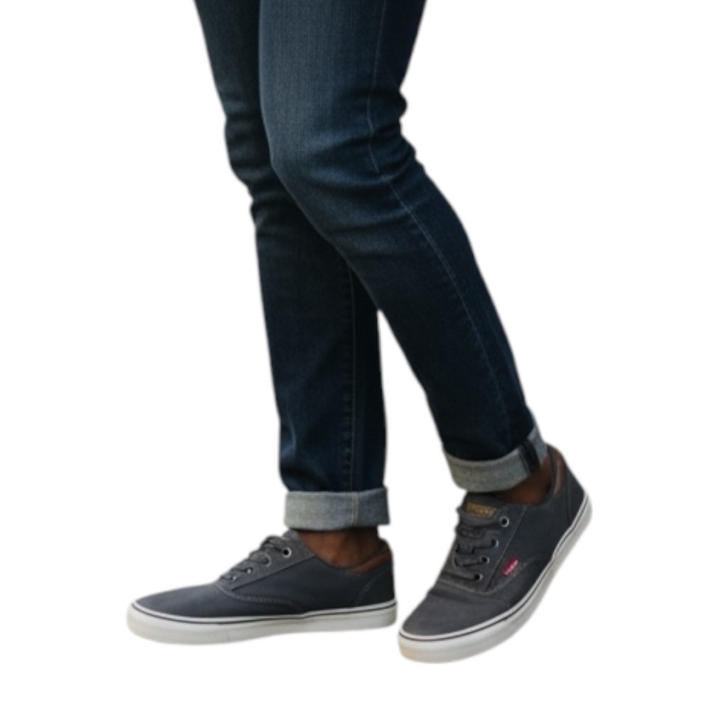 LEVIS Men’s Canvas and Leather Skate Sneakers in Dark Grey Size 8.5